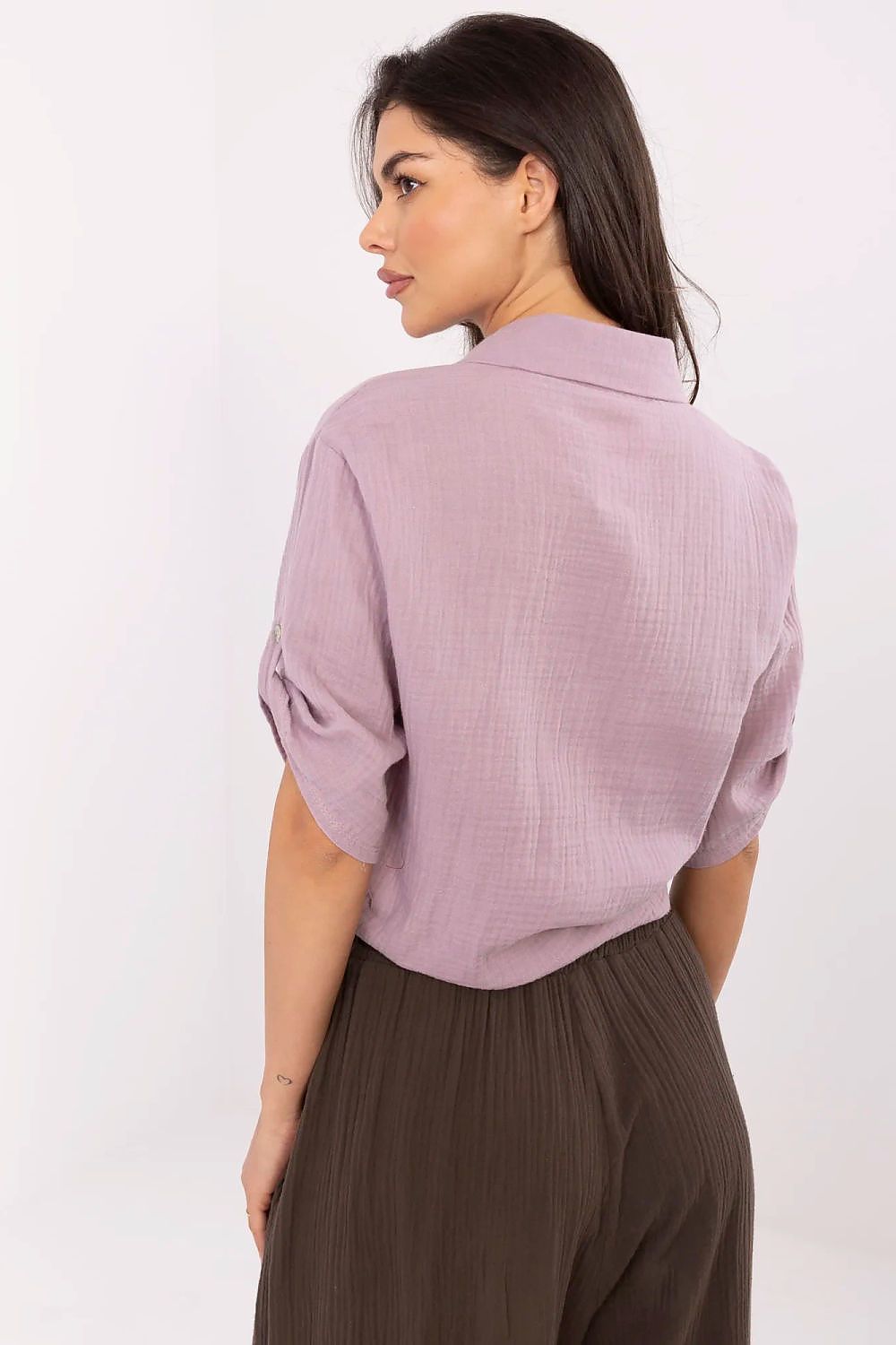 Italy Moda Women's Casual Shirt displayed on a mannequin, featuring 3/4 sleeves and a chic classic collar - Ideal for sophisticated casual outfits.