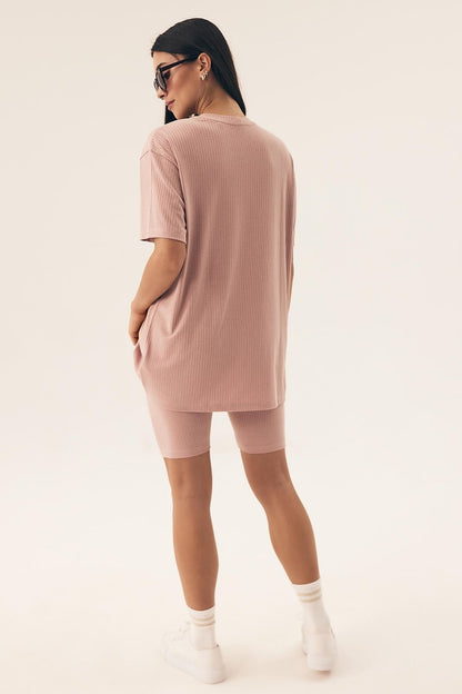 Henderson Women's Pyjamas Set displayed with legging-type shorts, emphasizing the wide elastic waistband for a perfect fit.