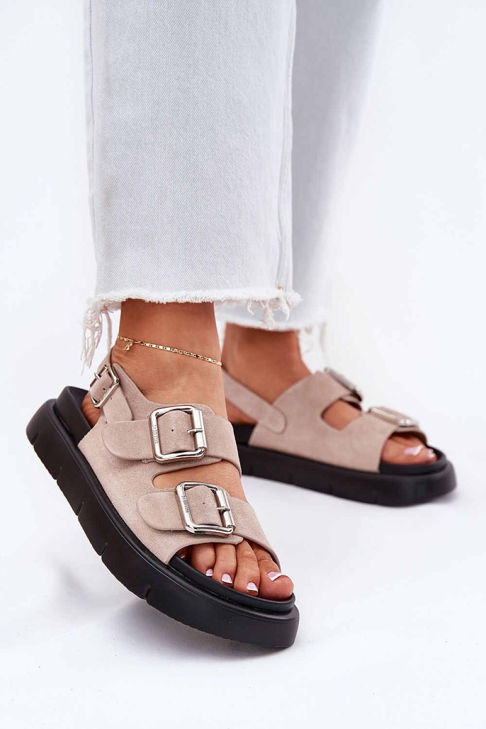 Elegant women's suede sandals from Step in Style featuring platform heel and adjustable straps, perfect for summer fashion. Available in EU sizes 36-41.