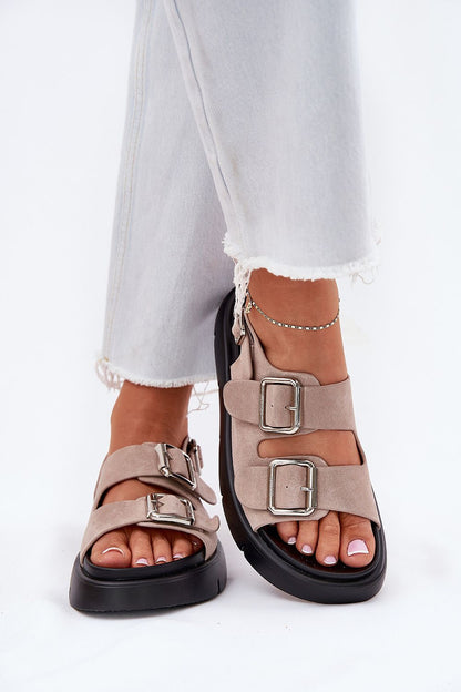 Luxurious women's suede sandals featuring a platform design and chic adjustable straps, crafted by Step in Style, available in EU sizes 36-41.
