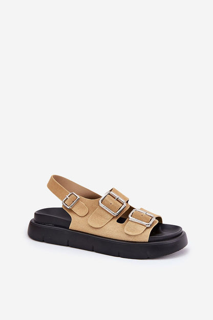 Stylish women's suede sandals with adjustable buckles and platform height, designed by Step in Style for comfort and flair, available in EU sizes 36-41.