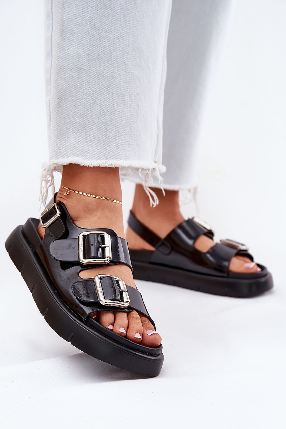 Elegant women's suede sandals with platform by Step in Style, featuring adjustable straps for a perfect fit, ideal for summer outfits.