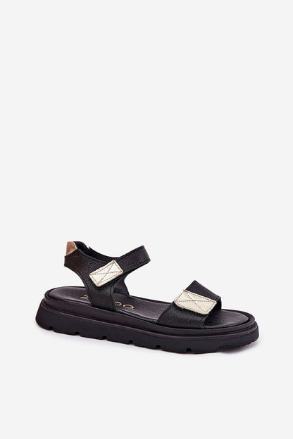 Elegant women's natural leather sandals by Step in Style, featuring a 3.5 cm platform and double Velcro straps for a perfect fit, ideal for summer fashion.