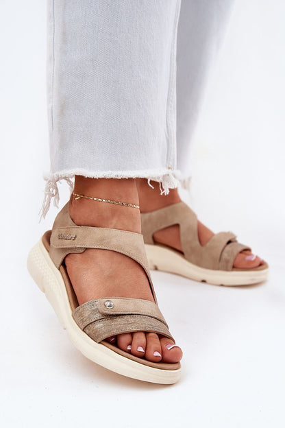 Luxury women's eco leather sandals with wedge heel and double velcro closure by Step in Style, available in sizes EU 36-41, showcasing elegance and comfort for summer outfits.