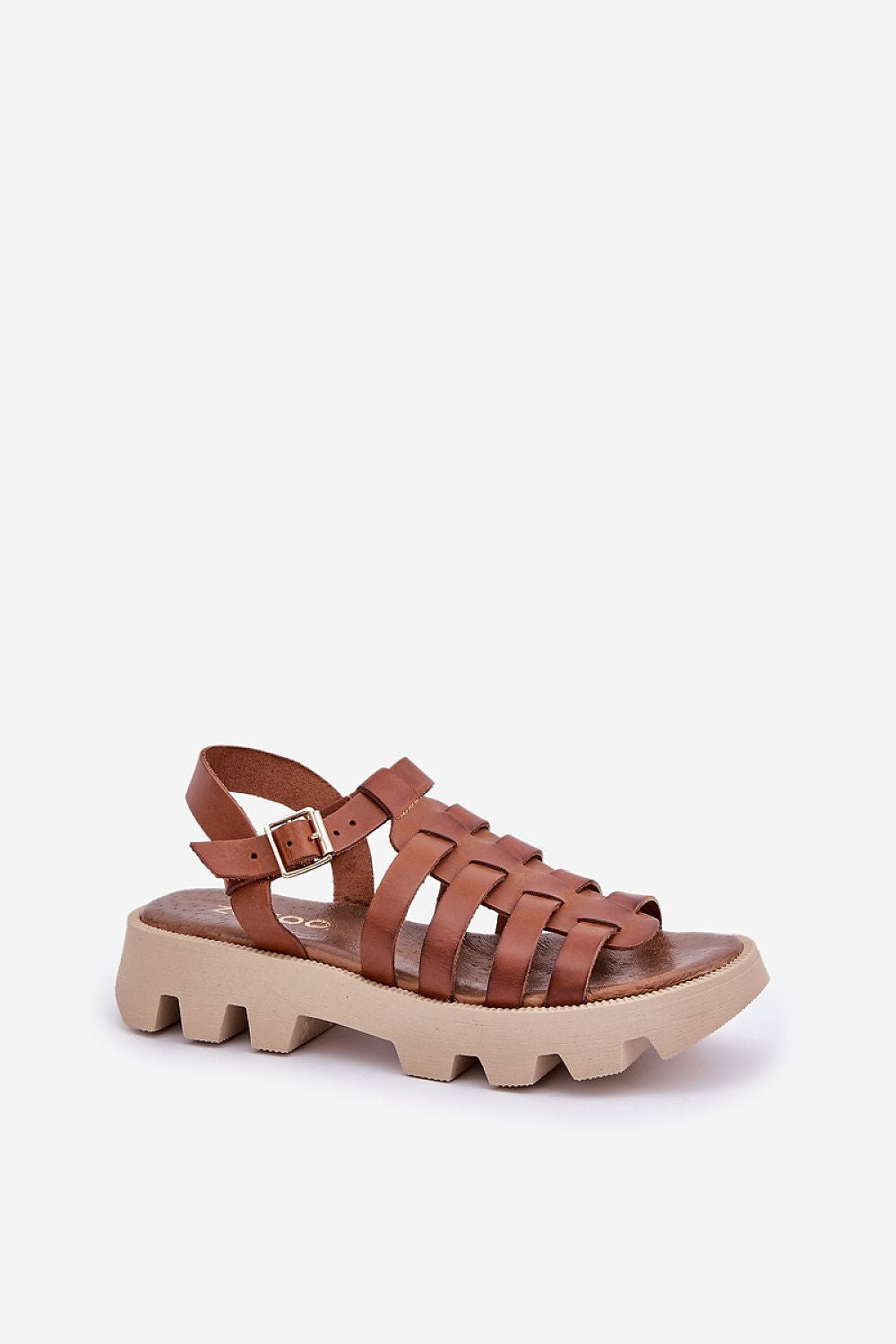 Elegant natural leather sandals for women by Step in Style, showcasing an adjustable buckle strap and a chic platform design.