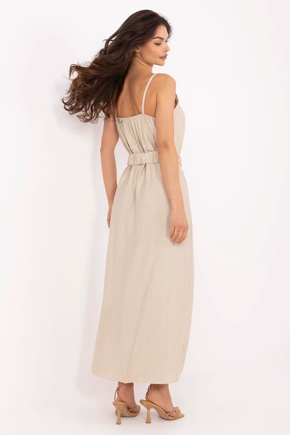 Italy Moda women's viscose maxi dress in EU size 0, featuring a flattering silhouette and attached belt for accentuated waist.