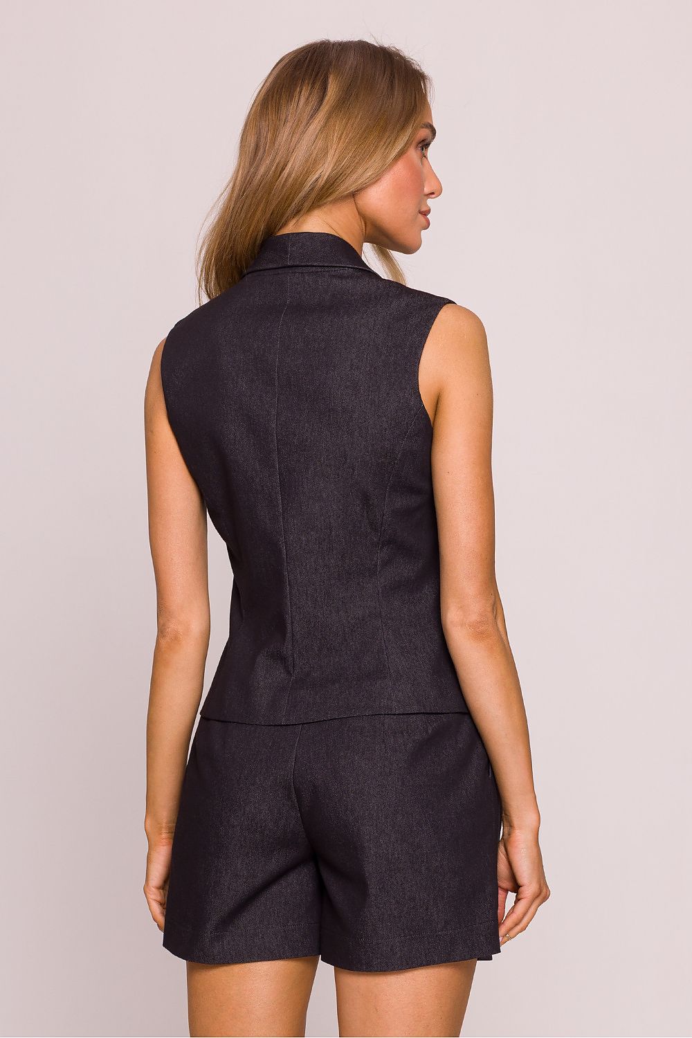 Full view of Moe luxury cotton vest gilet, ideal for sophisticated casual or formal occasions.
