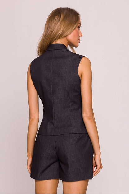 Full view of Moe luxury cotton vest gilet, ideal for sophisticated casual or formal occasions.