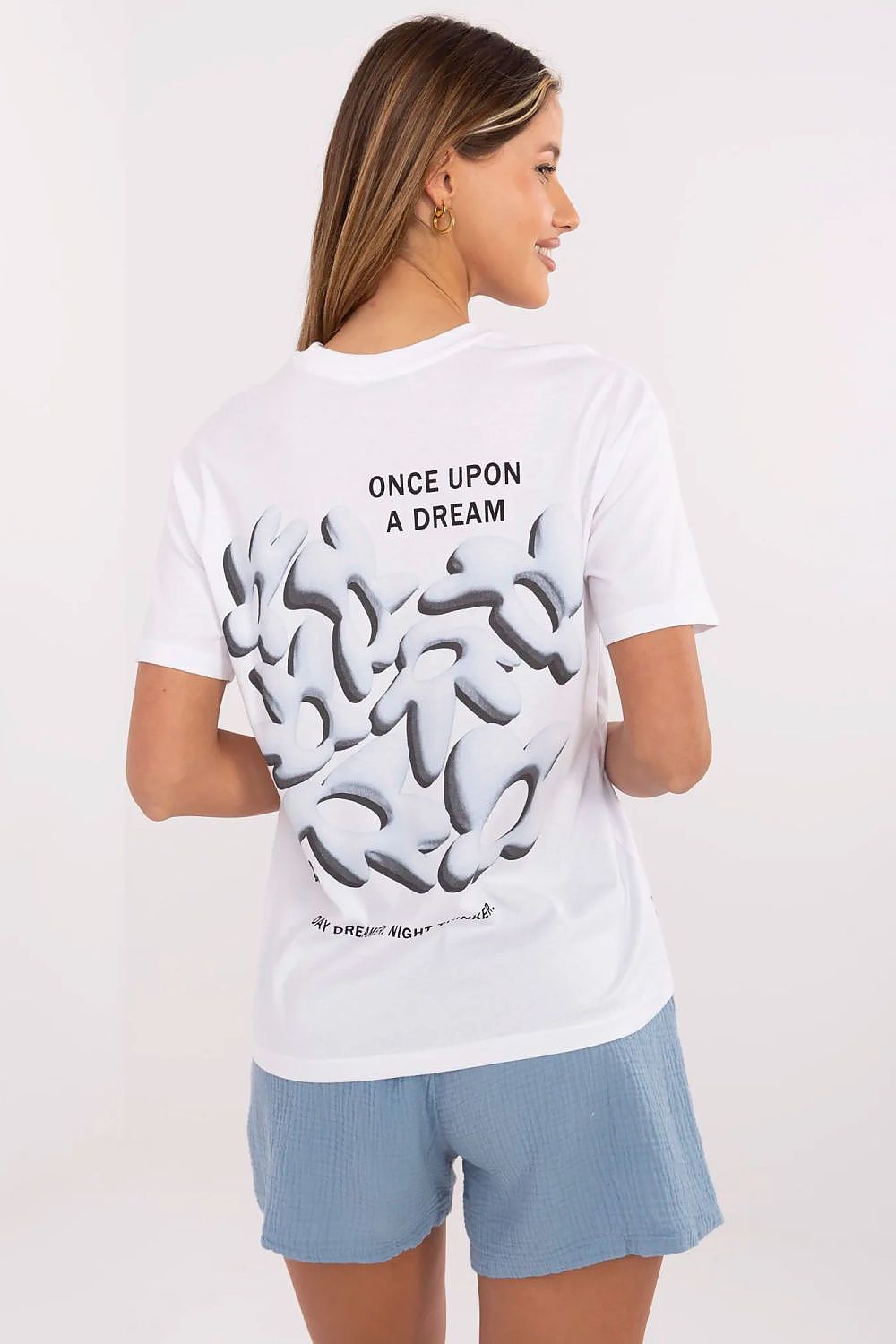 Chic and fashionable women's cotton t-shirt with classic round neckline by Fresh Made, suitable for versatile styles from casual to upscale.