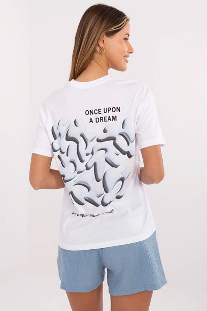 Chic and fashionable women's cotton t-shirt with classic round neckline by Fresh Made, suitable for versatile styles from casual to upscale.