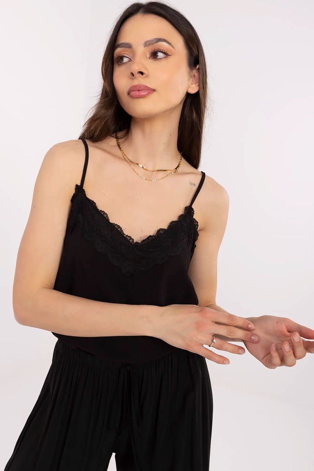 Eco-Friendly Viscose Women's T-Shirt from Fresh Made featuring elegant adjustable straps and a sophisticated sweetheart neckline.