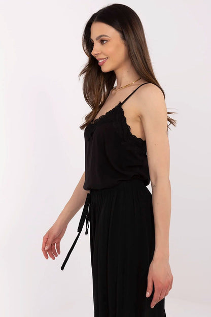 Luxurious eco-friendly women's tee by Fresh Made, showcasing a delicate lace-trimmed sweetheart neckline, designed for comfort and elegance.