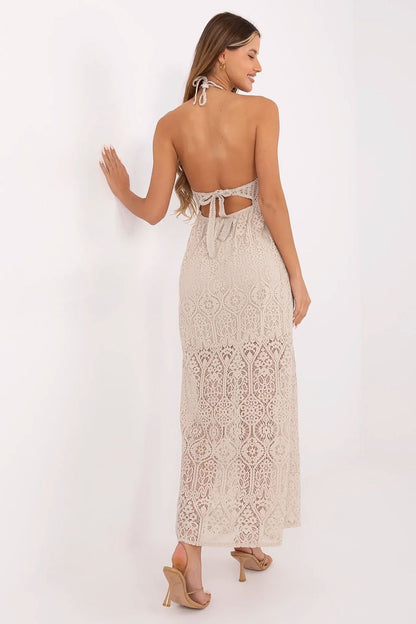 Close-up of lace detailing on the Italy Moda boho maxi dress, showcasing its feminine charm and luxurious craftsmanship.