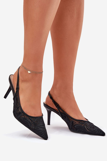 Elegant lace women's high heels pumps by Step in Style, featuring a 7.5cm heel and pointed toes, perfect for formal occasions.