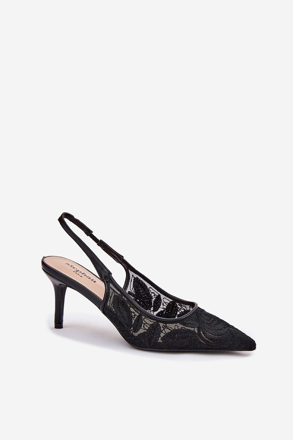 Side view of luxurious lace women's pumps by Step in Style, showcasing exquisite detailing and a sophisticated design ideal for weddings.