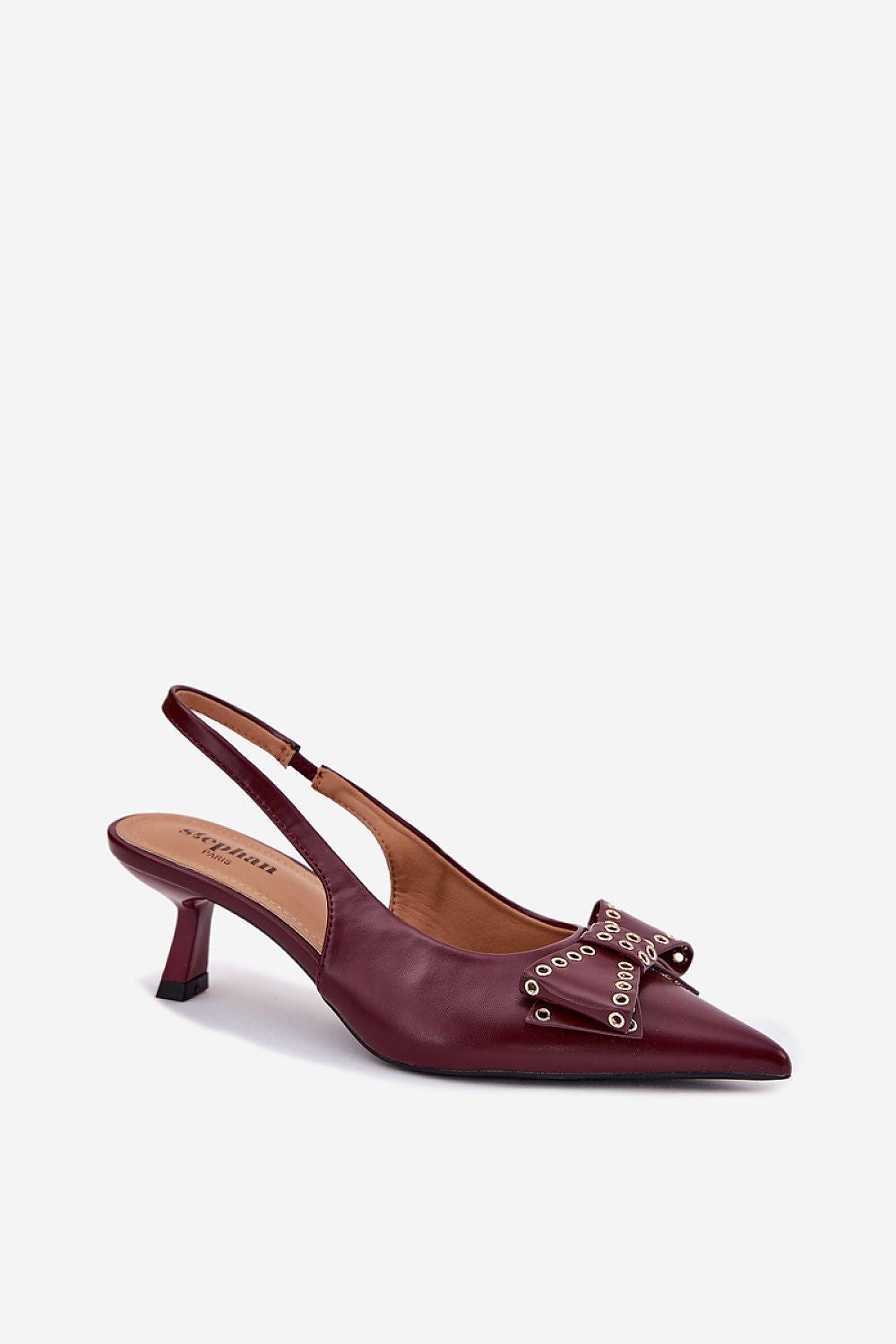Sophisticated pointed toe high heel pumps crafted from eco leather, featuring a decorative bow, from luxury brand Step in Style.