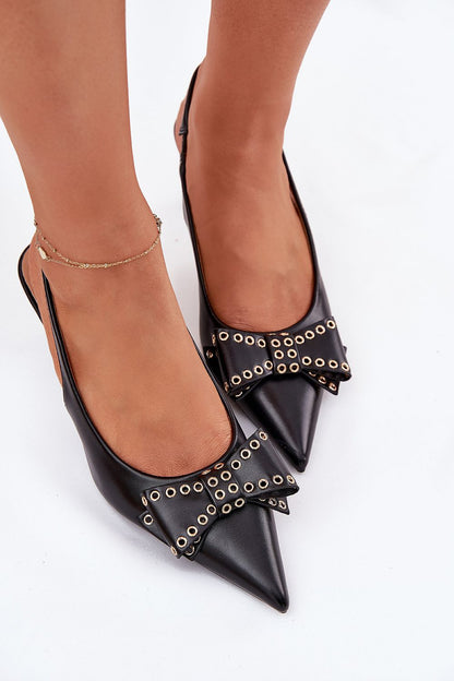 Elegant eco-leather high heel pumps with pointed toes and bow by Step in Style, perfect for special occasions.