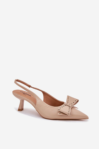 Chic pointed toe pumps adorned with a bow, crafted from eco-friendly leather by Step in Style, ideal for evening outings.