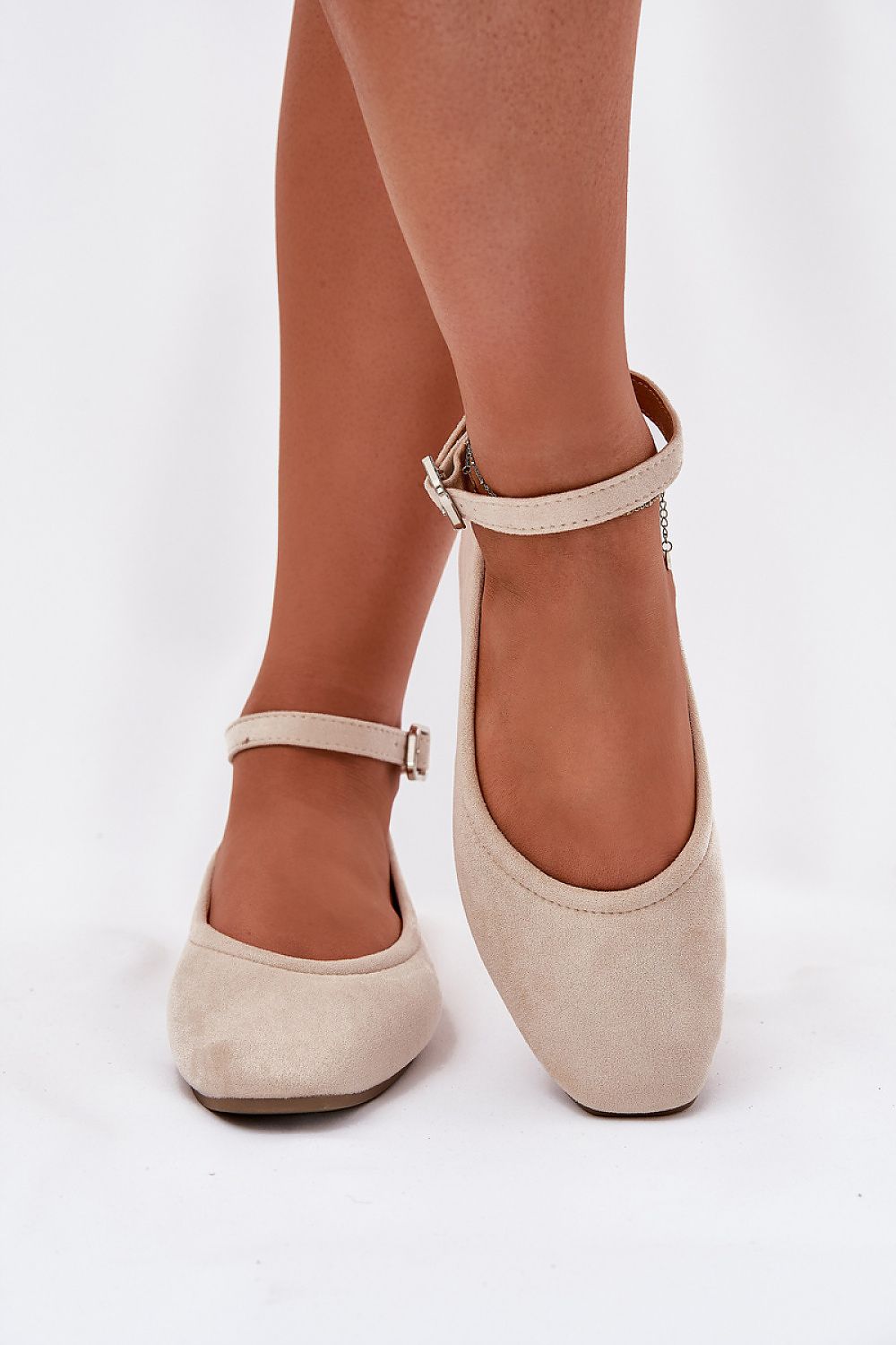 Elegant Step In Style eco suede ballet flats with ankle strap, showcasing luxurious comfort and versatility in EU sizes 36-41.