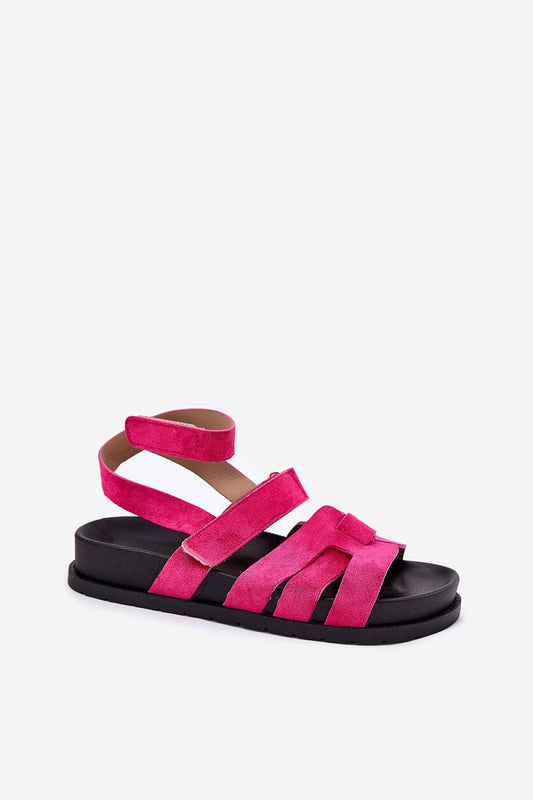 Stylish women's eco suede sandals with double Velcro fastening by Step in Style, showcasing a fashionable wraparound strap design.