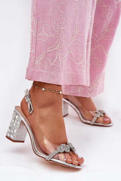 Close-up of the zircon strap on elegant sandals by Step in style, showcasing exquisite craftsmanship suitable for celebrations.