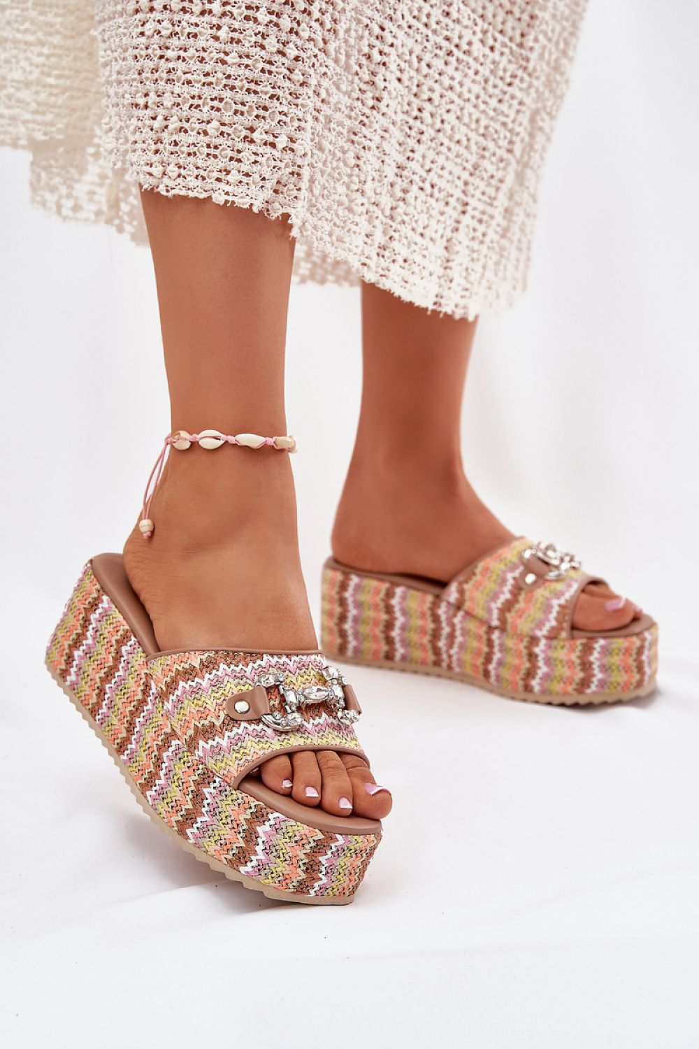 Elegant Luxury Women's Braid Detail Wedge Heel Sandals by Step in Style, featuring a soft insole and chic trendy aesthetic for summer.