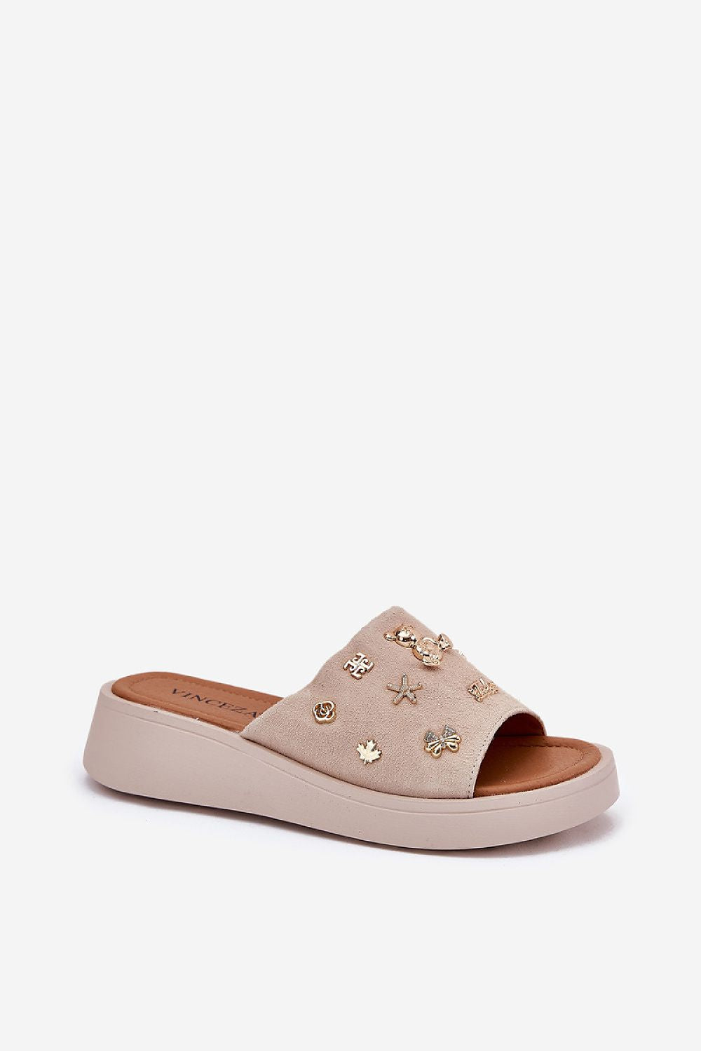 Stylish Vinceza women's sandals crafted from natural suede, featuring a comfortable platform design for an elevated summer look.