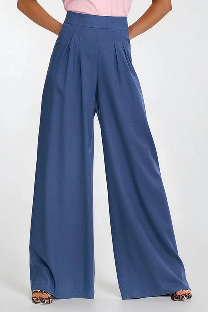 Nife high-waisted women's trousers in a sophisticated palazzo design, perfect for formal occasions.