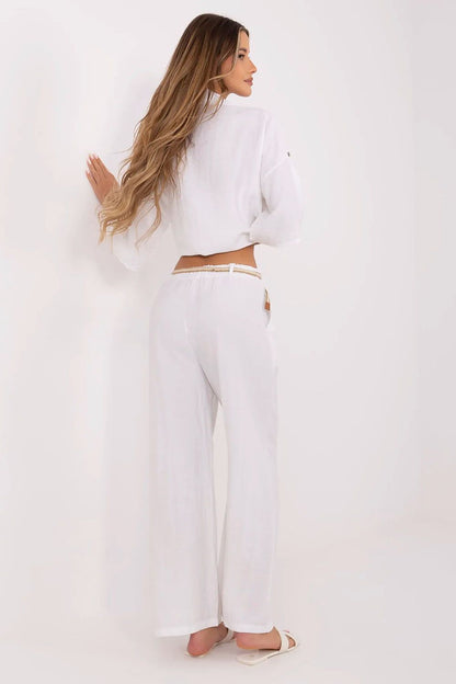 Italy Moda high-waisted wide leg trousers for women, combining comfort and sophistication in a lightweight viscose-linen blend.