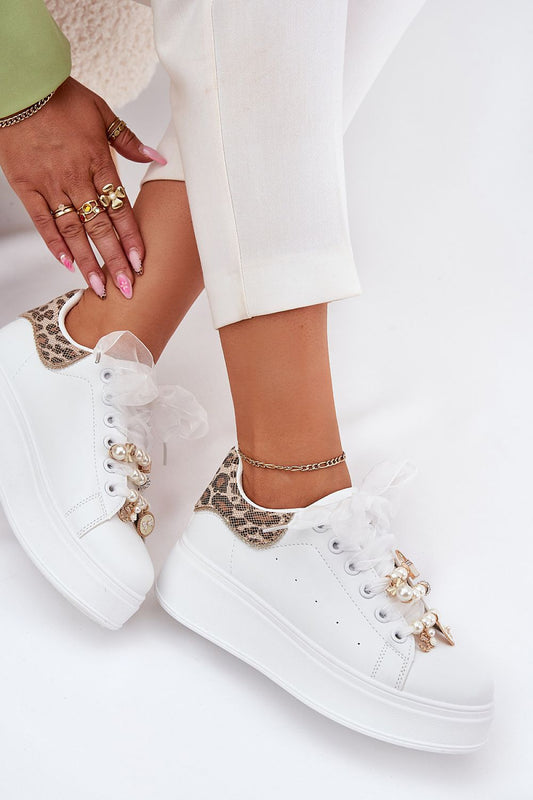 Stylish Women's eco leather platform sneakers by Step in Style, featuring decorative lacing with studs for a distinctive look, perfect for everyday luxury.