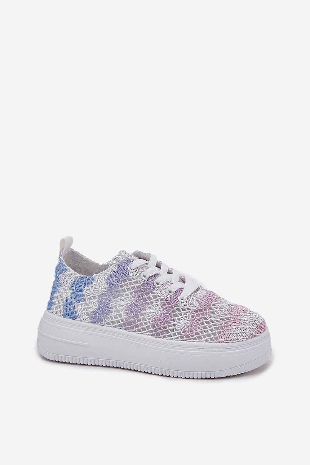 Luxury platform sneakers by Step in Style featuring a chic crochet and mesh upper, designed for breathability and comfort, available in sizes EU 36-41.