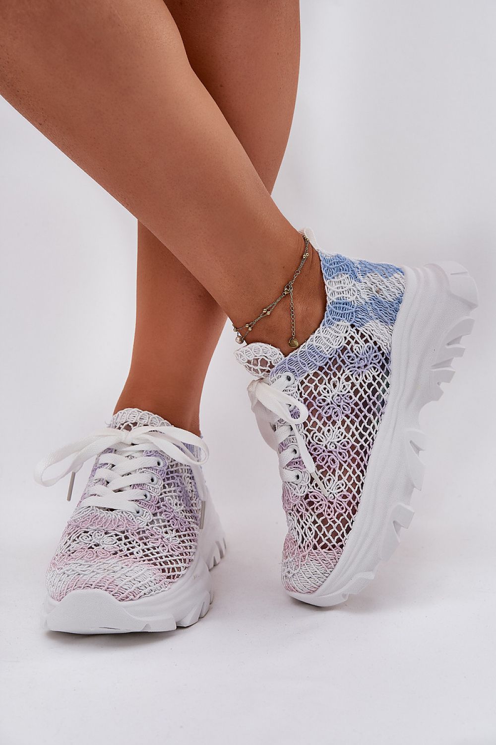 Elegant Women's Fashion Sneakers by Step in Style with a crocheted mesh upper and cushioned foam insole, ideal for summer casual wear.