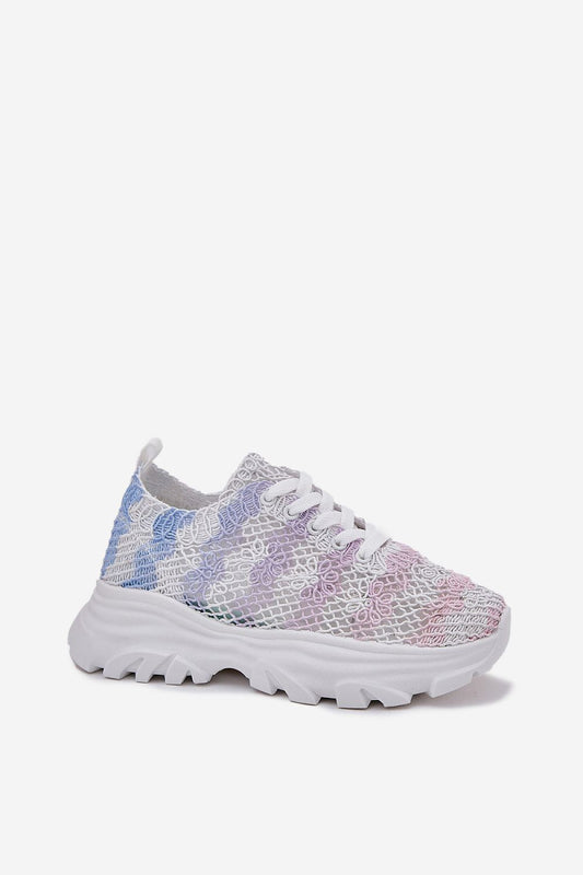 Stylish pair of Women's sneakers by Step in Style showcasing breathable crocheted upper and thick sole for ultimate comfort.
