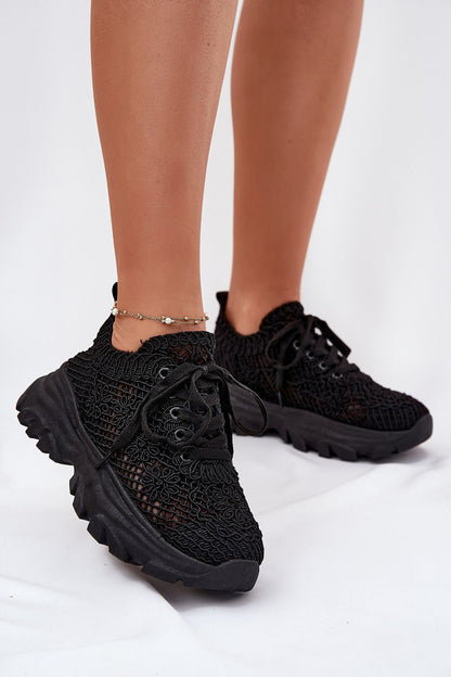 Stylish women's fashion sneakers by Step in style featuring a crocheted mesh upper, designed for comfort and elegance.