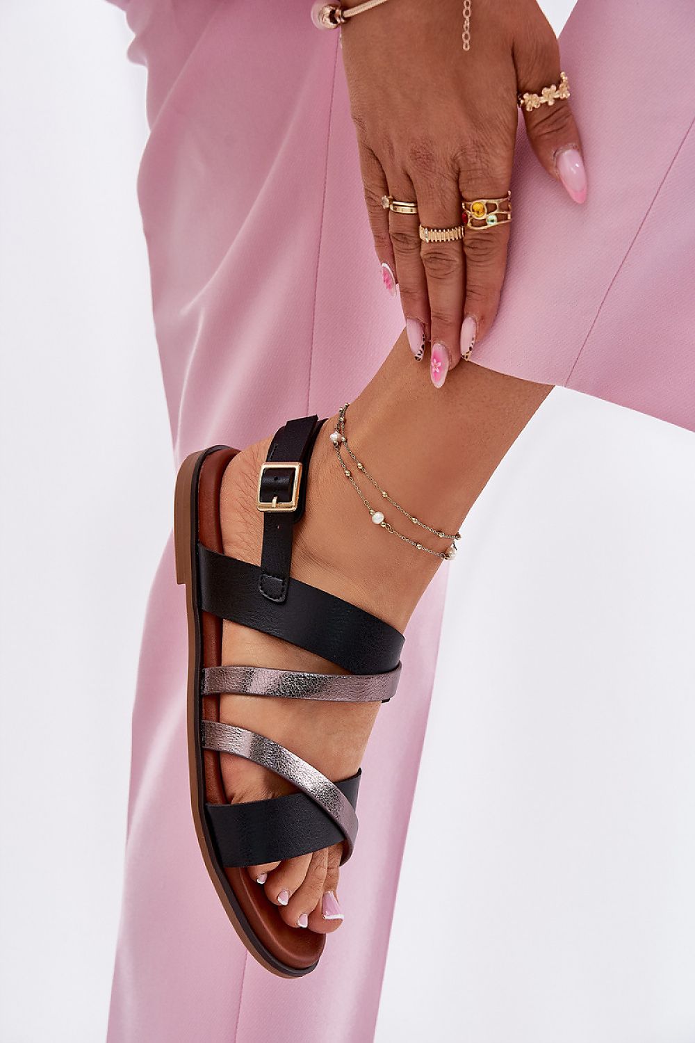 Step in Style Luxury Eco Leather Sandals designed for women, highlighting a fashionable and comfortable silhouette with subtle strap detailing.