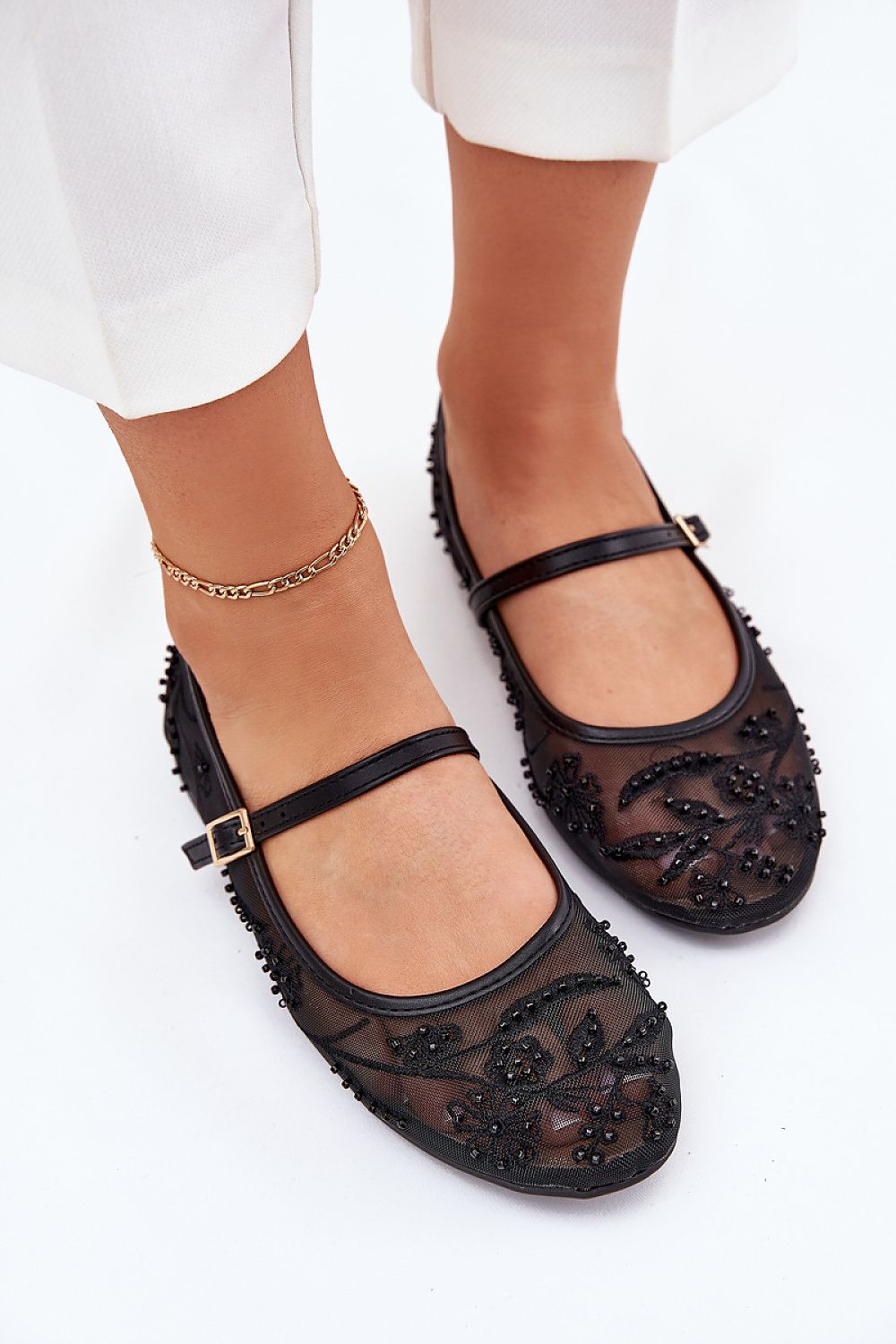 Elegant round-toe mesh ballerinas with eco leather insole by Step In Style, perfect for versatile styling from casual pants to elegant dresses.