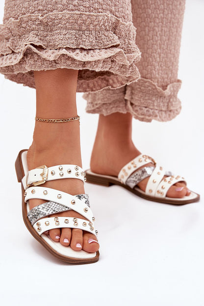 Luxury women's eco leather flip-flops by Step in Style, featuring modern straps and a stylish buckle, perfect for summer chic and everyday elegance in sizes EU 36-41.