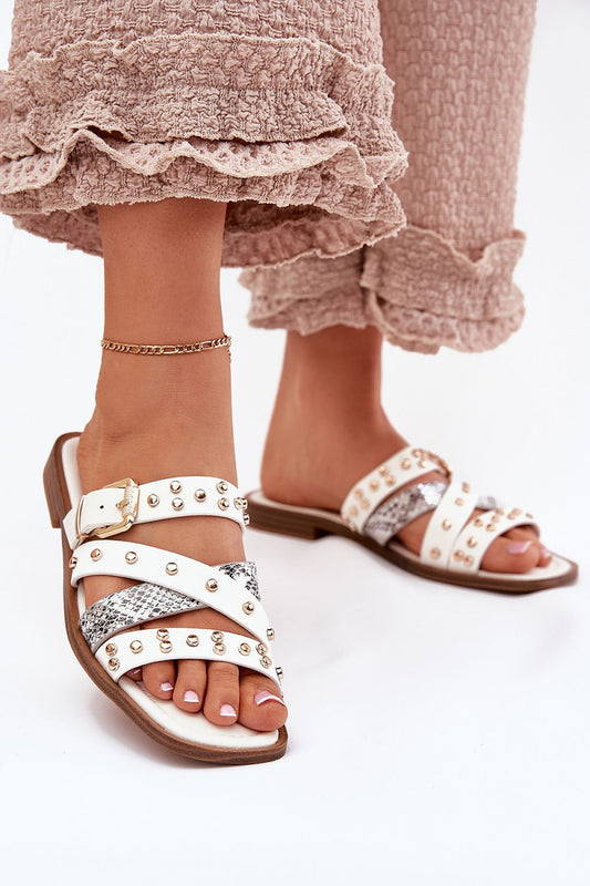 Luxury women's eco leather flip-flops by Step in Style, featuring modern straps and a stylish buckle, perfect for summer chic and everyday elegance in sizes EU 36-41.