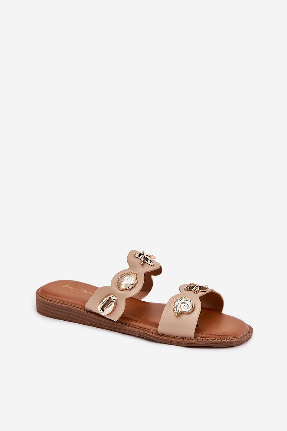 Chic and Comfortable Eco Leather Women's Flip-Flops with distinctive sea-themed embellishments from Step in Style, designed for summer elegance.