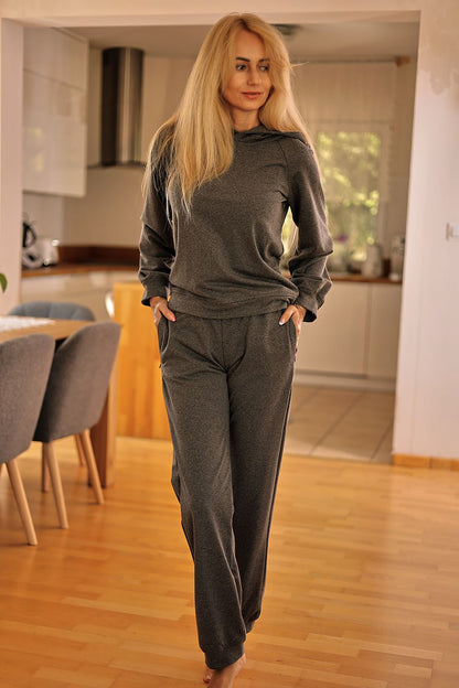 Luxury Mirale Women's Brav Lounge Set featuring a sporty cotton sweatshirt and pants, perfect for chic comfort and style.