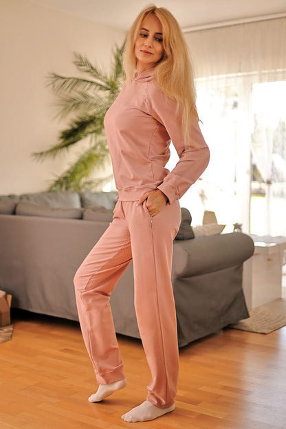 Mirale Women's Brav Lounge Set showcasing the versatility of the cotton sweatshirt and pants, designed for modern women's lifestyles.
