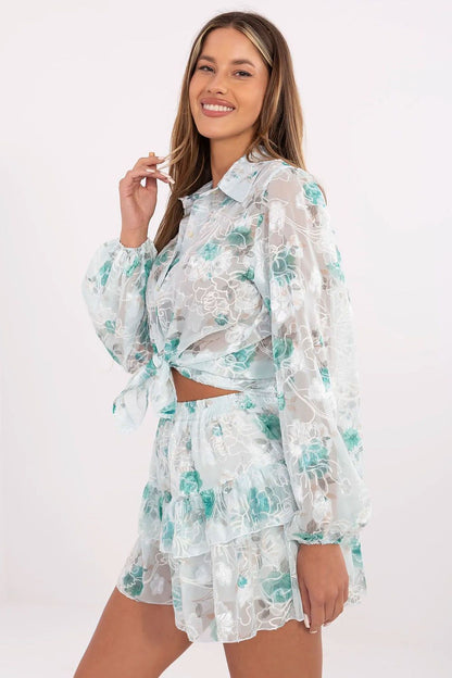 Stylish Skirt-Trousers Set from Lakerta featuring a high waist and wide leg design, designed to elongate the silhouette and maximise elegance.