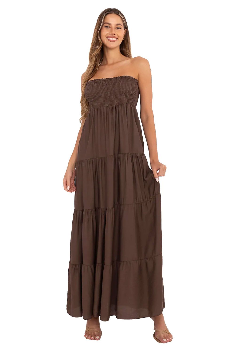 Italy Moda's stunning summer maxi dress showcased outdoors, illustrating its lightweight, breezy fabric perfect for summer days.