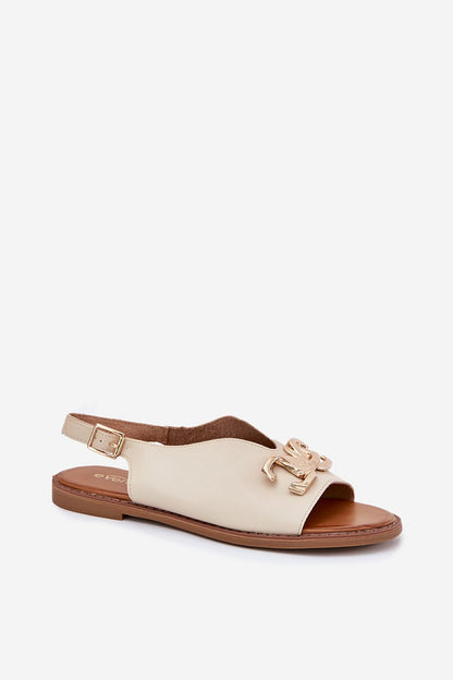 Luxury eco-leather women’s flat-heeled sandals from Step in Style, featuring elegant gold accents, perfect for summer fashion.