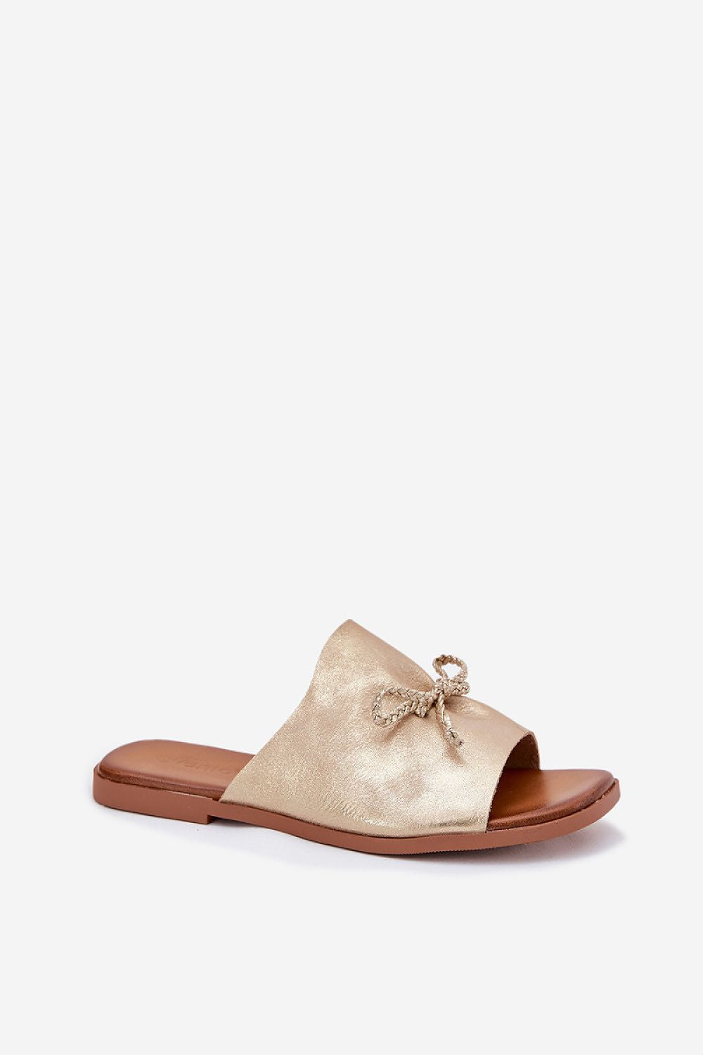 Chic women's flat sandals crafted from eco leather by Step in Style, featuring a delicate decorative lacing for a sophisticated look.
