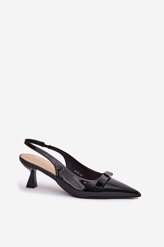 Stylish pointed toe eco leather sandals by Step in style, adorned with a feminine bow, ideal for evening outings and weddings with a comfortable 6 cm heel.