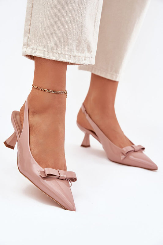 Elegant women's eco leather sandals by Step in Style, featuring a 6 cm heel, pointed toes, and a charming bow, perfect for evening outings and special occasions.