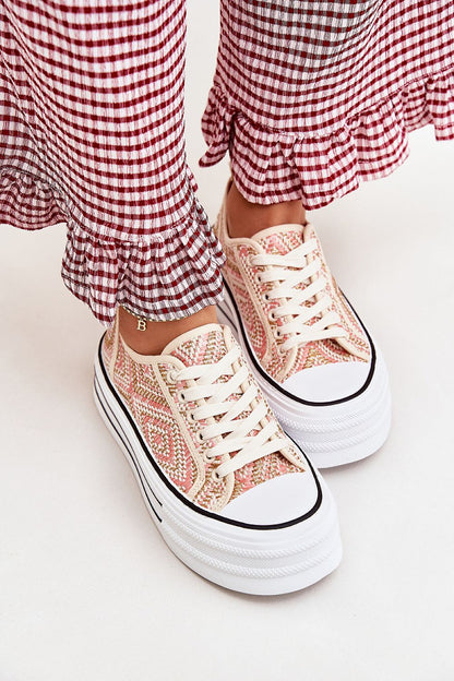 Chic luxury platform sneakers for women by Step in Style, designed with a massive rubber sole and sophisticated lacing for a fashionable everyday wear.