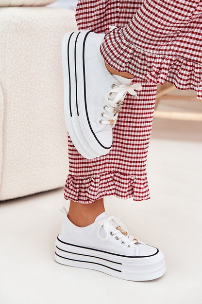 Luxury fashionable women's textile sneakers by Step in Style featuring stunning gold accents, on a towering 4.5cm platform, available in EU sizes 36 to 41.