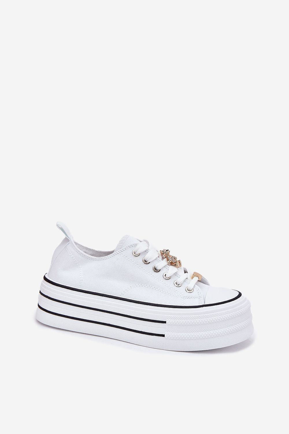Stylish women's textile sneakers with gold accents from Step in style, featuring a 4.5cm platform, perfect for chic casual wear.
